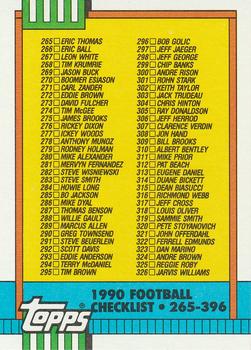 1990 Topps #499 Checklist: 265-396 Front