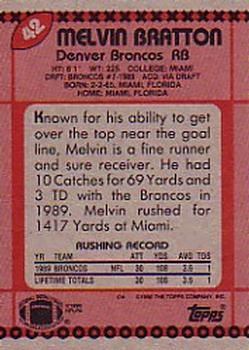 1990 Topps #42 Melvin Bratton Back