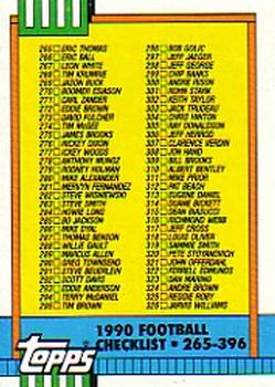 1990 Topps #499 Checklist: 265-396 Front
