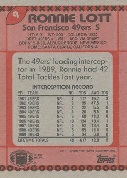 1990 Topps #9 Ronnie Lott Back