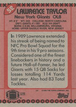 1990 Topps #52 Lawrence Taylor Back