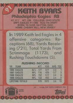 1990 Topps #91 Keith Byars Back