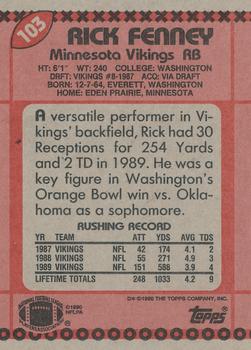 1990 Topps #103 Rick Fenney Back
