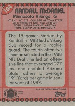 1990 Topps #104 Randall McDaniel Back