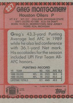 1990 Topps #227 Greg Montgomery Back
