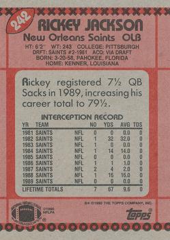 1990 Topps #242 Rickey Jackson Back