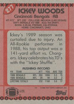 1990 Topps #277 Ickey Woods Back