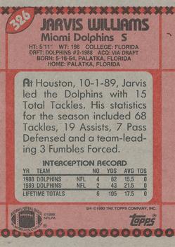 1990 Topps #326 Jarvis Williams Back