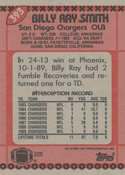 1990 Topps #393 Billy Ray Smith Back