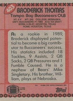 1990 Topps #403 Broderick Thomas Back
