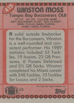 1990 Topps #415 Winston Moss Back