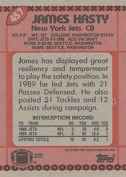 1990 Topps #457 James Hasty Back