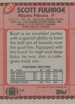 1990 Topps #477 Scott Fulhage Back