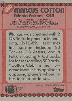 1990 Topps #480 Marcus Cotton Back