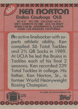 1990 Topps #486 Ken Norton Back