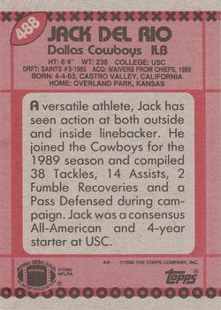 1990 Topps #488 Jack Del Rio Back