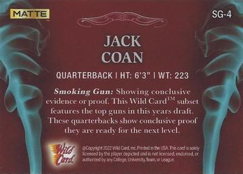 2022 Wild Card Matte - Smoking Guns Red/Blue #SG-4 Jack Coan Back