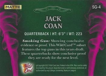 2022 Wild Card Matte - Smoking Guns Green/Pink #SG-4 Jack Coan Back