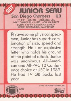 1990 Topps Traded #28T Junior Seau Back