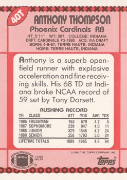 1990 Topps Traded #40T Anthony Thompson Back