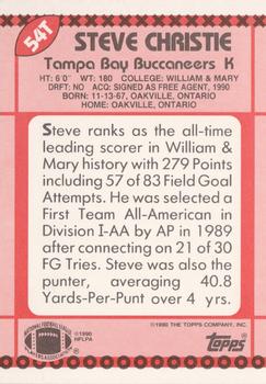 1990 Topps Traded #54T Steve Christie Back