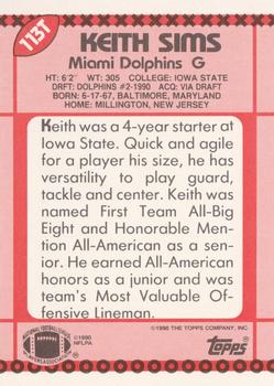 1990 Topps Traded #113T Keith Sims Back