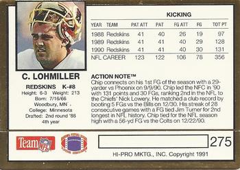 1991 Action Packed #275 Chip Lohmiller Back