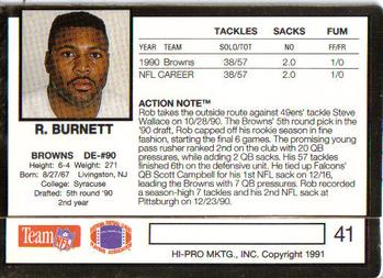 1991 Action Packed #41 Rob Burnett Back