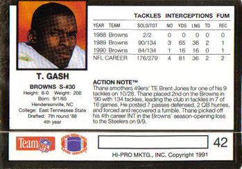1991 Action Packed #42 Thane Gash Back