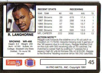 1991 Action Packed #45 Reggie Langhorne Back