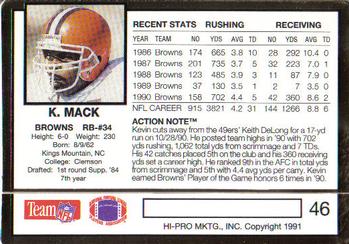 1991 Action Packed #46 Kevin Mack Back