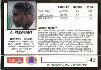 1991 Action Packed #49 Anthony Pleasant Back
