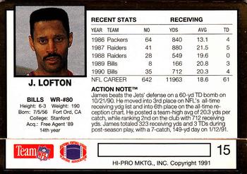 1991 Action Packed #15 James Lofton Back