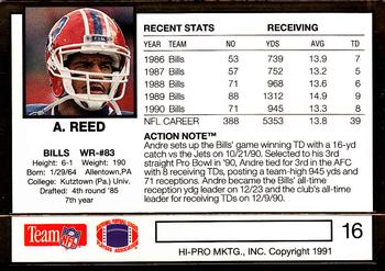 1991 Action Packed #16 Andre Reed Back