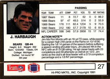 1991 Action Packed #27 Jim Harbaugh Back