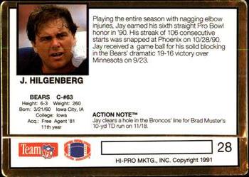 1991 Action Packed #28 Jay Hilgenberg Back