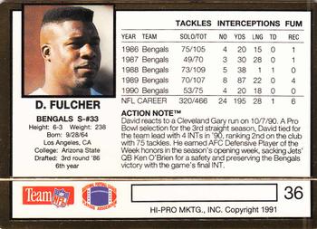 1991 Action Packed #36 David Fulcher Back