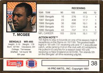 1991 Action Packed #38 Tim McGee Back