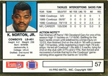 1991 Action Packed #57 Ken Norton Jr. Back