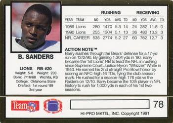 1991 Action Packed #78 Barry Sanders Back