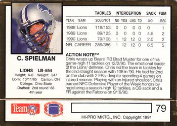 1991 Action Packed #79 Chris Spielman Back