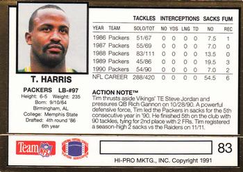 1991 Action Packed #83 Tim Harris Back