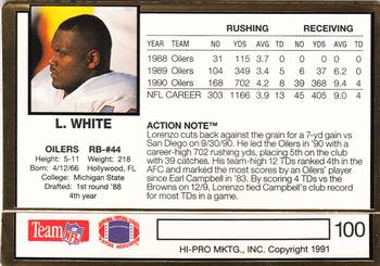 1991 Action Packed #100 Lorenzo White Back