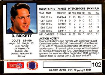 1991 Action Packed #102 Duane Bickett Back