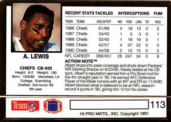 1991 Action Packed #113 Albert Lewis Back