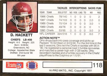 1991 Action Packed #118 Dino Hackett Back