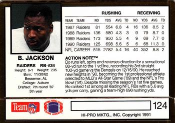1991 Action Packed #124 Bo Jackson Back
