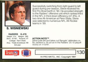 1991 Action Packed #130 Steve Wisniewski Back