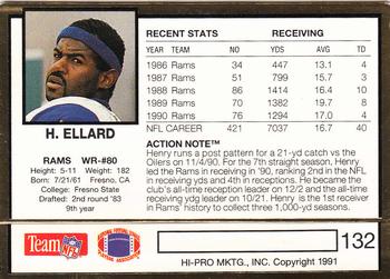1991 Action Packed #132 Henry Ellard Back