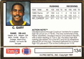 1991 Action Packed #134 Cleveland Gary Back